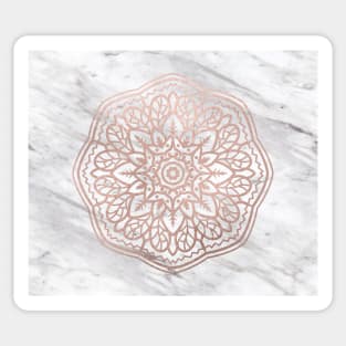 Marble mandala - geometric rose gold on white Sticker